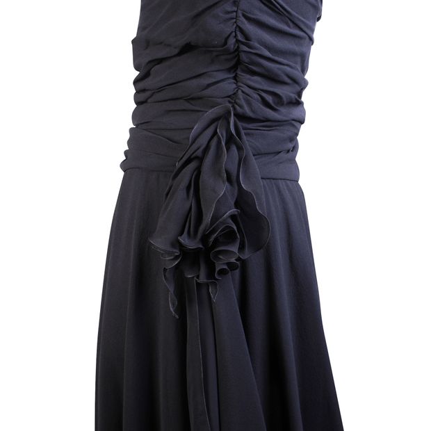 CONTEMPORARY DESIGNER Black Drape Bodice Dress
