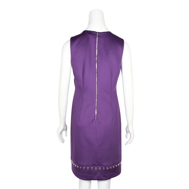 Contemporary Designer Royal Purple Dress With Silver Eyelets