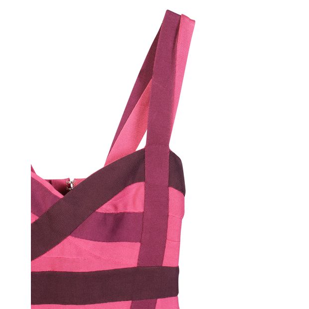 HERVE LEGER Pink Shades Bandage Dress
