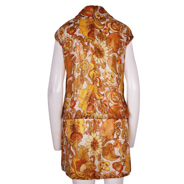 ANNA SUI Cornflower Color Printed Shiny Dress