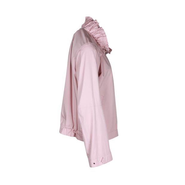 Ruched Collar Waterproof Windbreaker Jacket in Pink