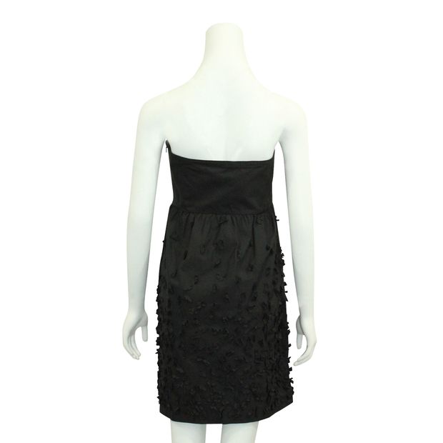 CONTEMPORARY DESIGNER Black Strapless Floral Dress