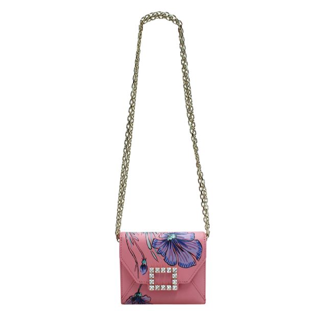 Roger Vivier Pink Compact Wallet/ Chain Mini Shoulder Bag