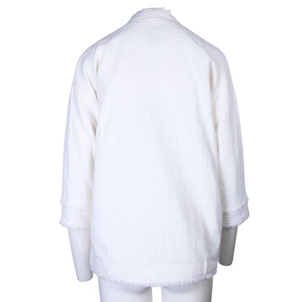 CONTEMPORARY DESIGNER White Wool Zip Blazer
