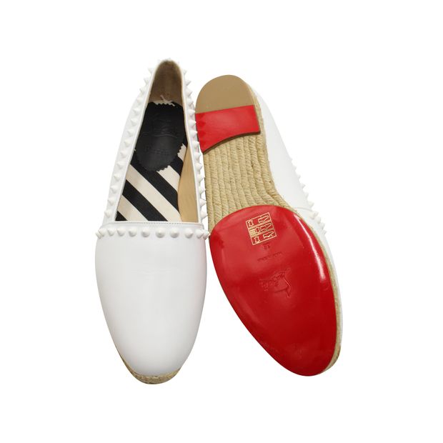 CHRISTIAN LOUBOUTIN White Leather Ares Espadrilles with Studs
