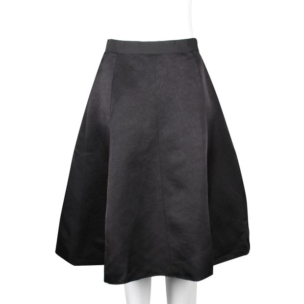 Lanvin Black Silk Flared Skirt