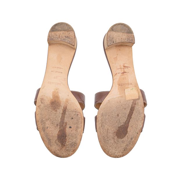 HERMÈS Brown Leather Oasis Sandal