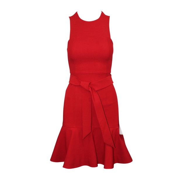 CINQ Ã€ SEPT Red Elegant Dress with Belt