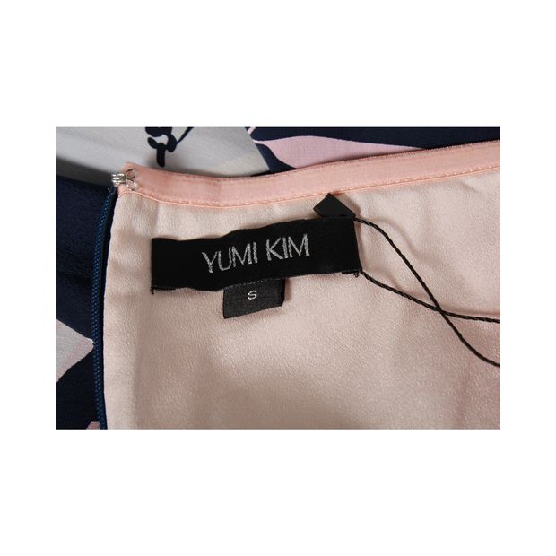 Yumi Kim Blue Floral Strapless Silk Maxi Dress