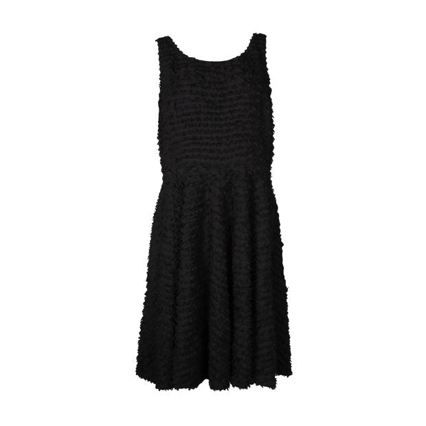 Contemporary Designer Black Sleeveless Ruffle Dress