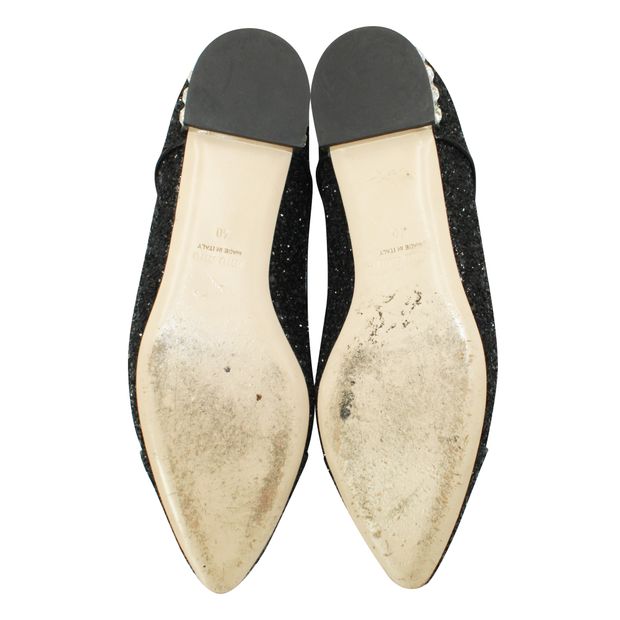 Miu Miu Dark Grey Glitter Pointed Toe Shoes