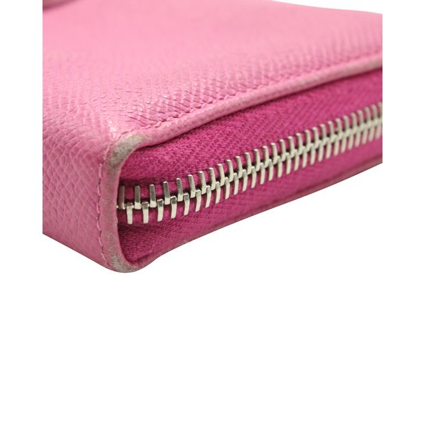 Tod'S Pink Zip Around Wallet