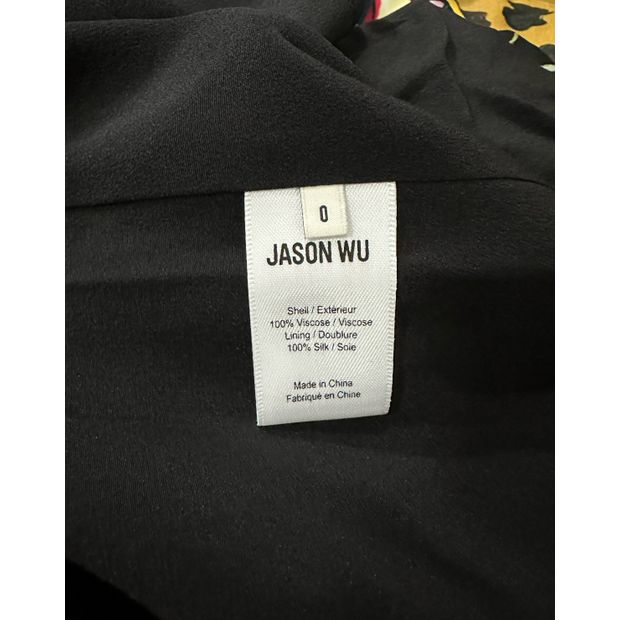 Jason Wu Floral Print Blazer in Black Viscose