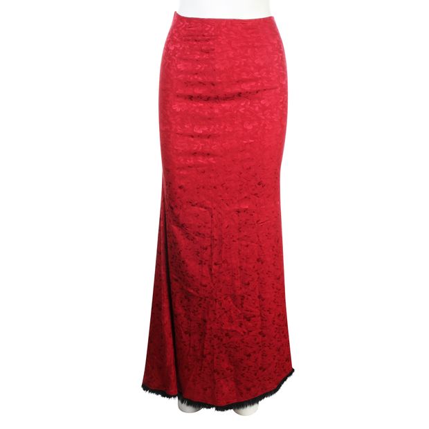 CONTEMPORARY DESIGNER Burgundy Long Silk Skirt