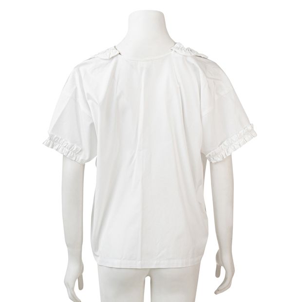 Comme Des Garcons White Ruffled Collar Blouse