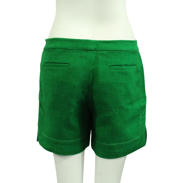 SHANGHAI TANG Green Shorts with White Stitching