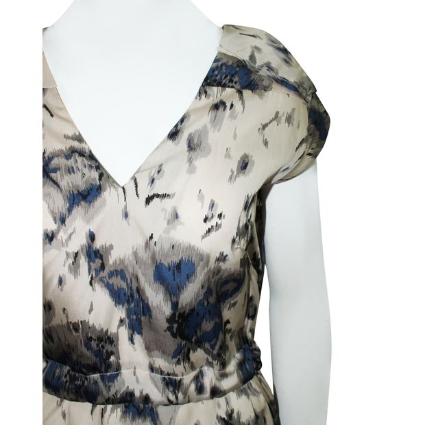 MARNI Blue Print V-neck Dress