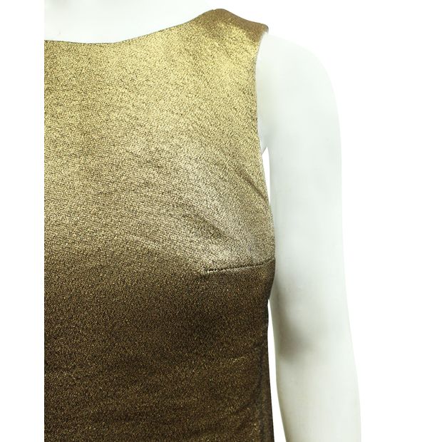 REFORMATION Golden Metallic Mini Dress with Open Back