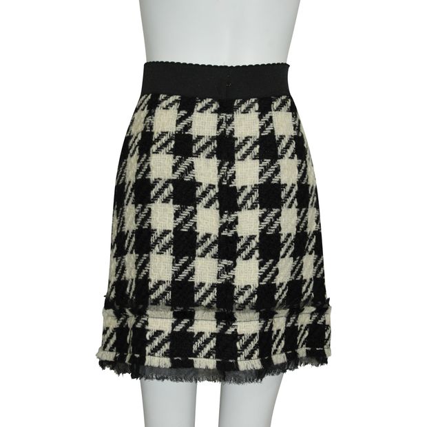 Dolce & Gabbana Black & White Wool Skirt