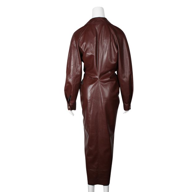 Plum Chutney Vegan Leather Long Dress With Buttons